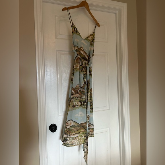 Reformation Dietrich Dress Size 2 Landscape Print Mountains Slip Backless - Picture 8 of 13